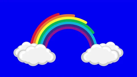 Cartoon animation of rainbow with clouds and space for your text or logo Stock Footage 170141799
