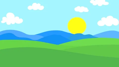 cartoon animation Rising and setting sun... | Stock Video | Pond5