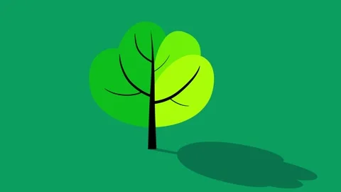 Cartoon animation of simple green tree growing isolated Stock Footage 334320049