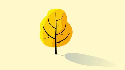 Cartoon animation of simple yellow tree growing isolated Stock Footage 333849922
