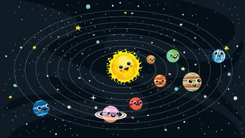Cartoon Animation Of Solar System Stock Footage 241908393