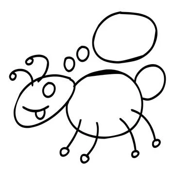 A cartoon ant with a blank speech bubble, line art style. Playful and imagina Illustrazione stock