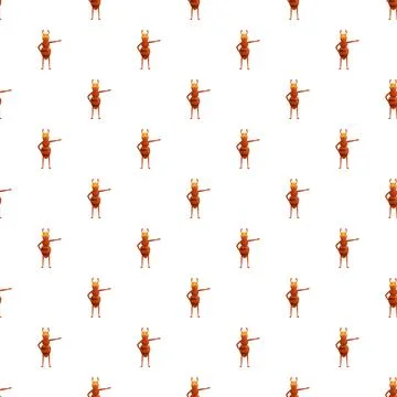 Cartoon ant character seamless pattern pointing right Stock Illustration