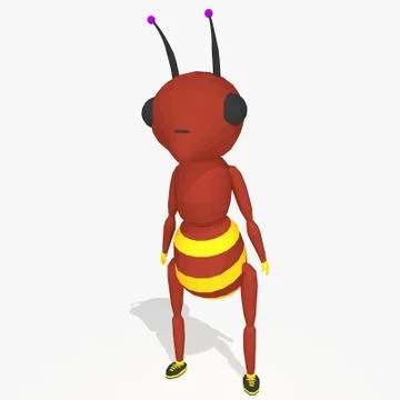 Cartoon ant low poly style Stock Illustration