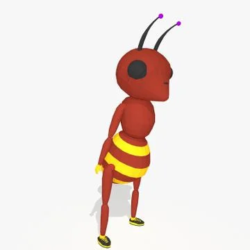 Cartoon ant low poly style Stock Illustration
