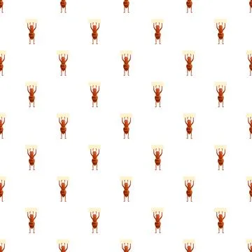 Cartoon ant workers protesting holding blank signs pattern Stockillustratie