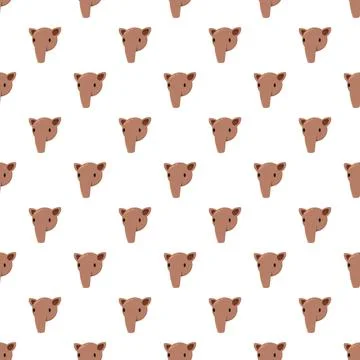 Cartoon anteater head repeating pattern on white background 스톡 일러스트