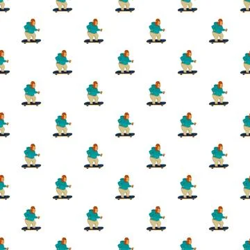 Cartoon ape skateboarding seamless pattern design 스톡 일러스트