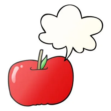 Cartoon apple and speech bubble in smooth gradient style Stock Illustration