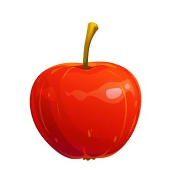 Cartoon apple autumn fruit with stem Stock Illustration