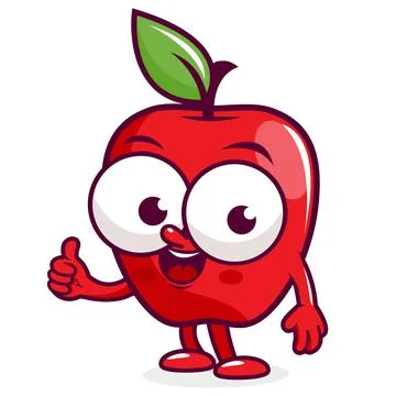 Cartoon apple character. Vector illustration Stock Illustration