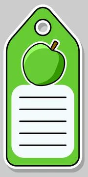 Cartoon apple. Notebook label. Note label. Vector stickers Stock Illustration