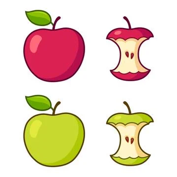 Cartoon apple set Stock Illustration