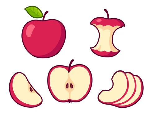 Cartoon apple set Stock Illustration