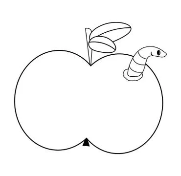 Cartoon apple with worm vector symbol icon design. illustration isolated on w Stock Illustration