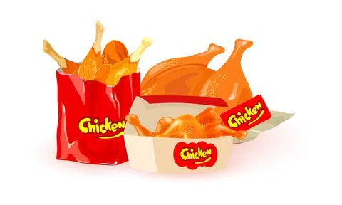 Cartoon aromatic chicken set Stock Illustration