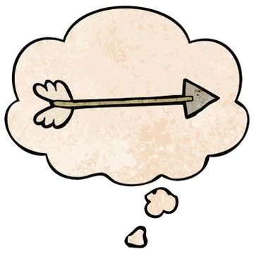 Cartoon arrow and thought bubble in grunge texture pattern style Stock Illustration