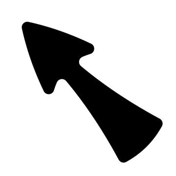 Cartoon arrow cursor icon, diagonal arrow pointer with rounded corners Stock Illustration