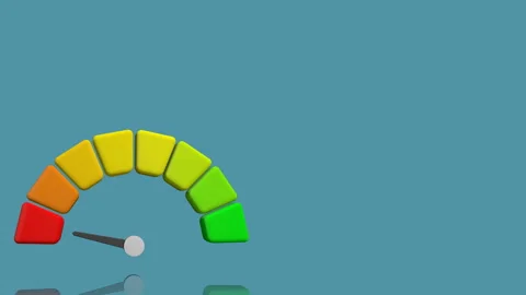 Cartoon arrow point turns on itself - from low status green to high status red Video stock 257974206