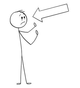Cartoon of Arrow Pointing at Head of Man Stock Illustration