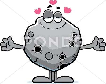 Cartoon asteroid hug Stock Illustration