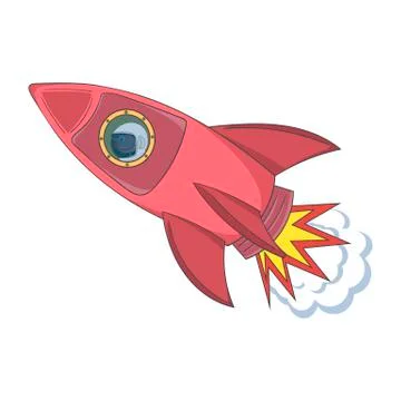 Cartoon astronaut flies on a rocket. Vector illustration. Stock Illustration