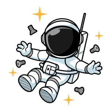 Cartoon Astronaut Floating in Zero Gravity Illustration Stock Illustration