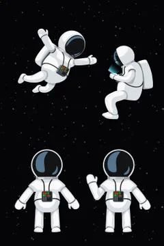 Cartoon astronaut set Stock Illustration