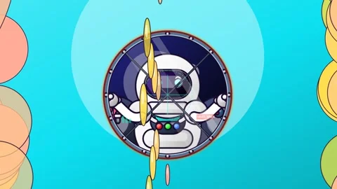 Cartoon Astronaut In Spaceship Window With Falling Golden Coins Animation Loop Stock Footage 341172536