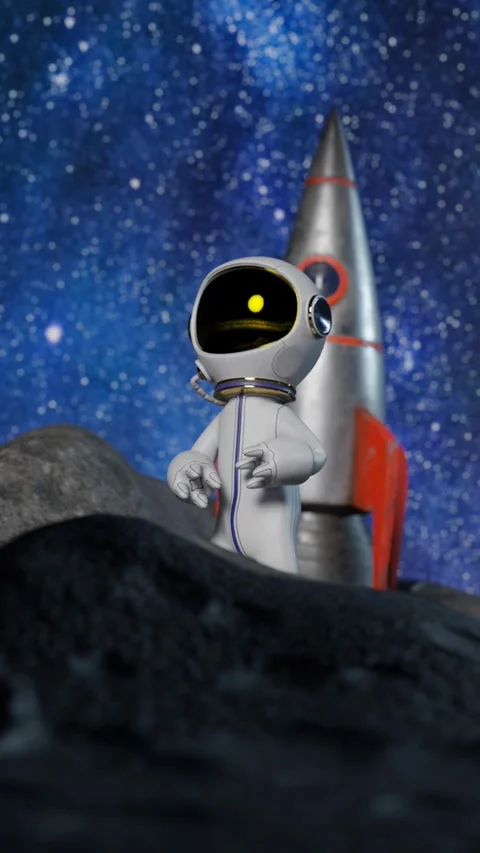 Cartoon astronauts dancing on the Moon Video stock 263253712