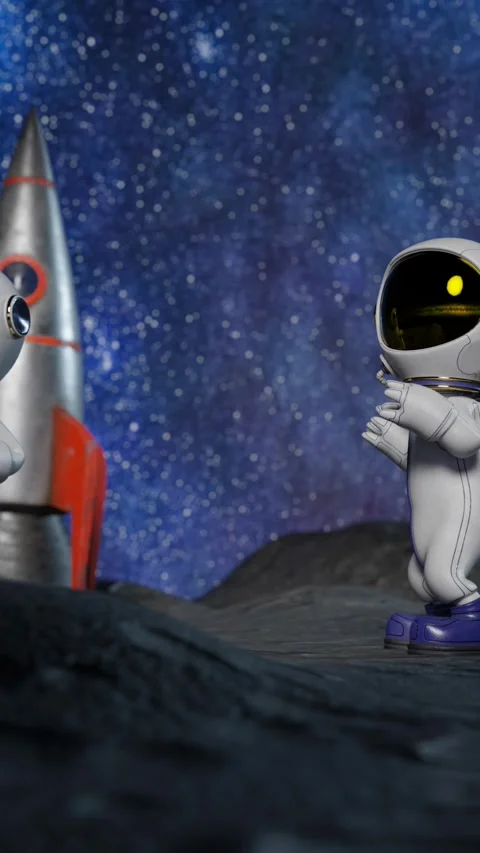 Cartoon astronauts dancing on the Moon Stock-Footage 263253718