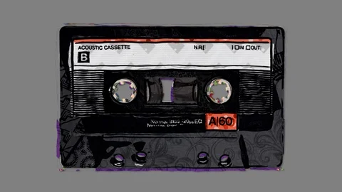 Cartoon Audio Cassette in Stop Motion Alpha Channel Stock Footage 116149452