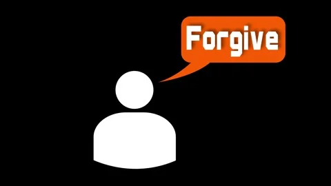 Cartoon Avatar with "Forgive" Speech Bubble for Messaging and Social UI Icon Stock Footage 310854250