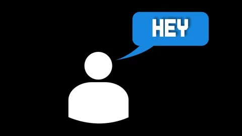 Cartoon Avatar with "Hey" Speech Bubble for Chat and Messaging UI Icon Stock Footage 310854249
