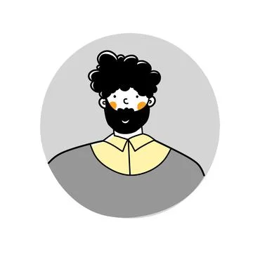 Cartoon avatar man with beard, flat vector illustration. Guy is hipster, face Stock Illustration