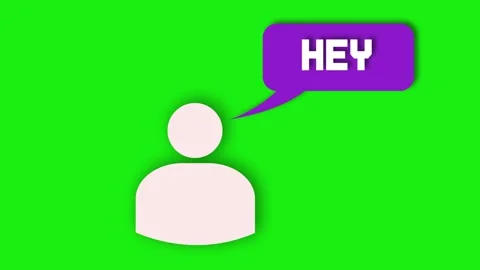 Cartoon Avatar with Speech Bubble Saying "Hey" for Chat UI Design Stock Footage 310854238