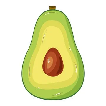 Cartoon Avocado Half with Pit Vector Illustration Stock Illustration