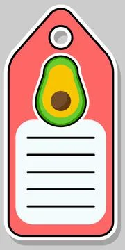 Cartoon avocado. Notebook label. Note label. Vector stickers Stock Illustration