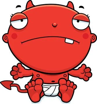 Cartoon Baby Devil Sad Stock Illustration