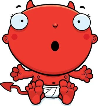 Cartoon Baby Devil Surprised Stock Illustration