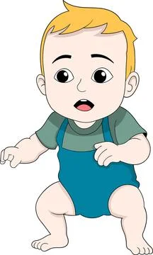 Cartoon Baby Learning to Stand Vector Illustration Stock Illustration