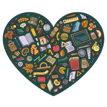 Cartoon Back to school objects set Stockillustratie