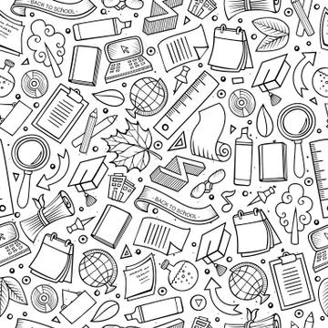 Cartoon Back to school seamless pattern Stock Illustration
