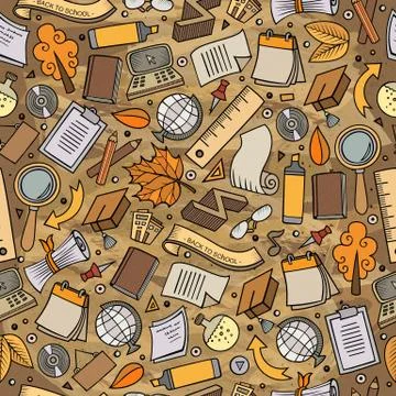 Cartoon Back to school seamless pattern 스톡 일러스트
