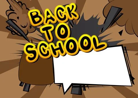 Cartoon Back To School text with blank speech bubble, comic book education .. Stock Illustration