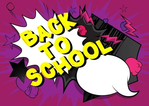 Cartoon Back To School text with blank speech bubble, comic book education .. イラスト素材