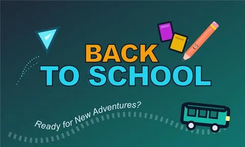 Cartoon Back to School Text with Smiling Pencil and Fun Elements Stock Illustration