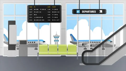 Cartoon Background Airport Terminal Anim... | Stock Video | Pond5