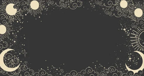 Cartoon background for astrology, tarot, magic and esotericism. Smooth 4K video Stock Footage 146352229