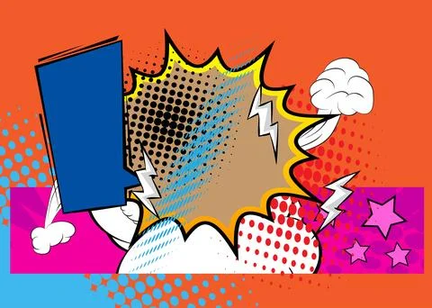 Cartoon background, awesome comic book backdrop. Cool retro vector comics p.. Stock Illustration